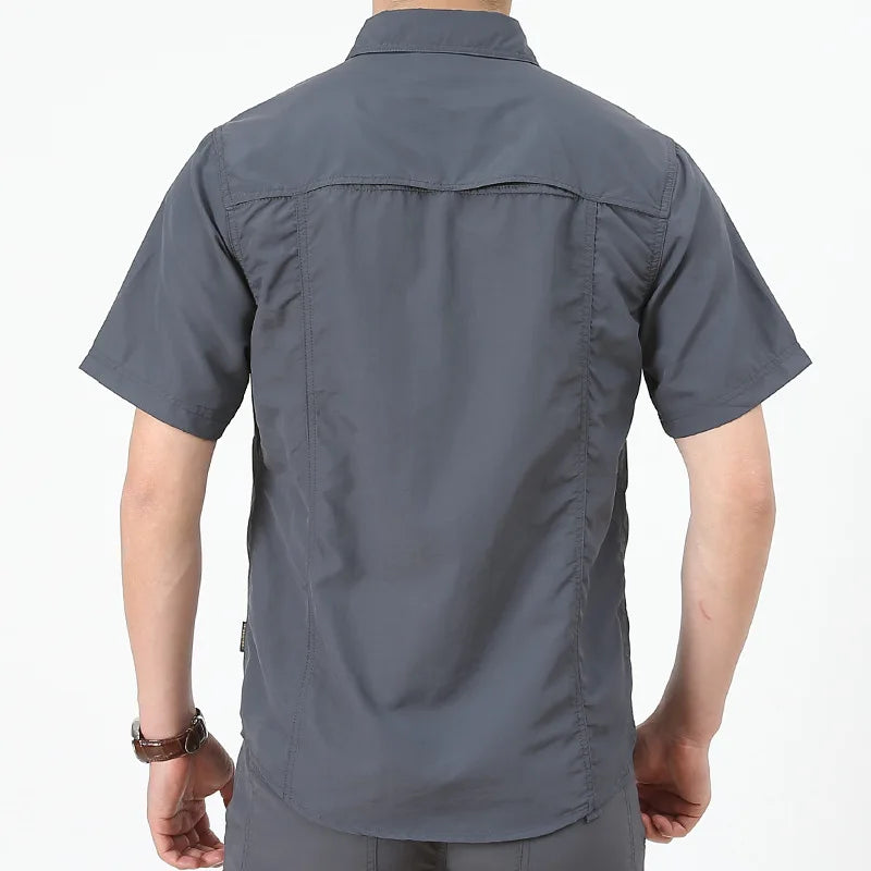 Summer Men's Short Sleeve Shirt Eye Catching Solid Color Breathable Male Blouse New In External Clothes