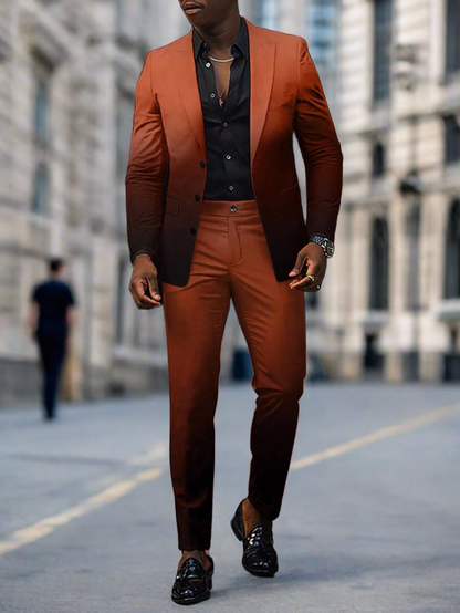 Men's Ombre Long Sleeve Blazer And Pants Set