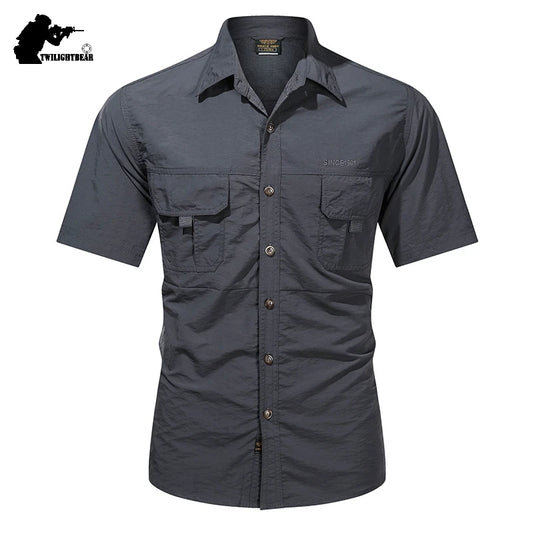 Summer Men's Short Sleeve Shirt Eye Catching Solid Color Breathable Male Blouse New In External Clothes